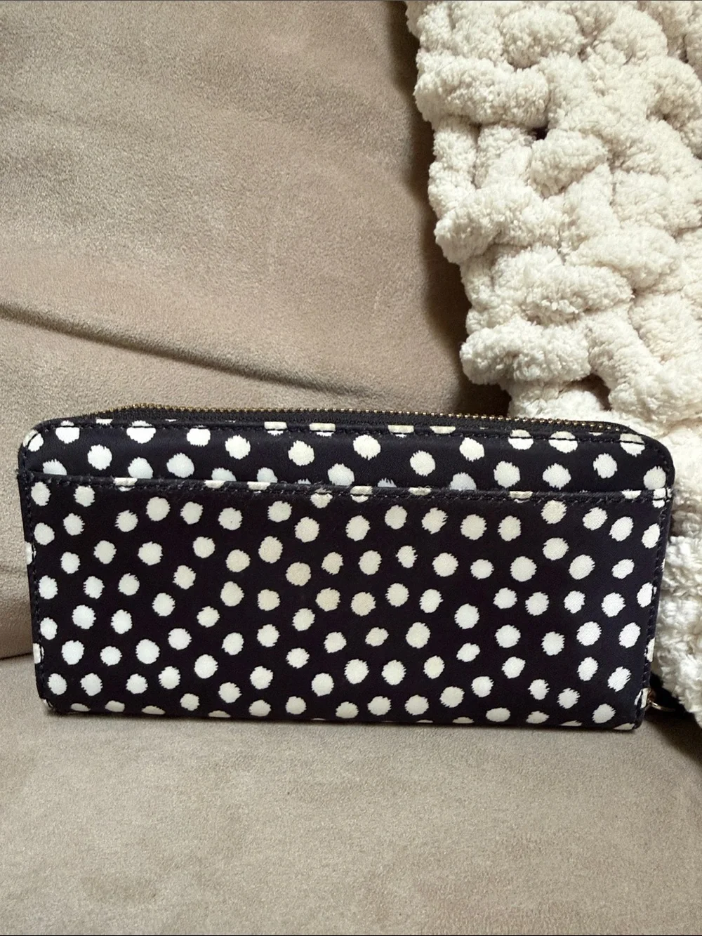 kate spade Black and White Polka Dot Zip-Around Wallet